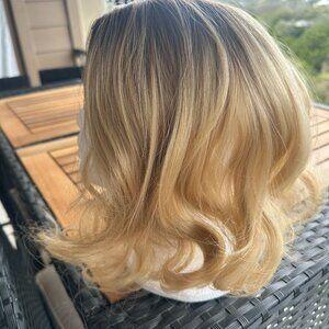 Blond Topper Wig with Brown Roots